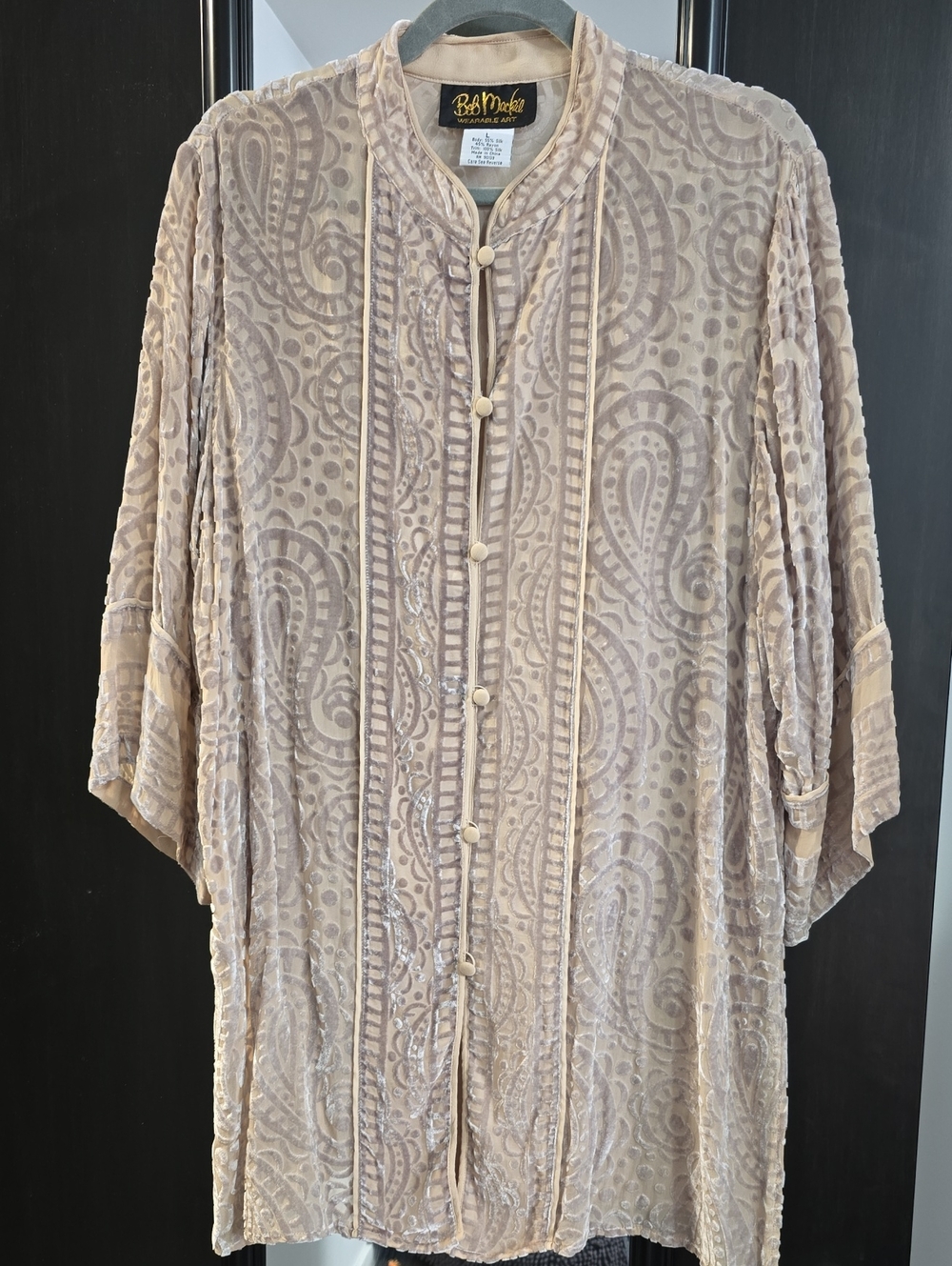 Bob Mackie Silk Velvet Champagne Tunic Top